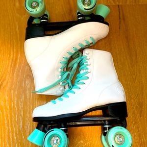 White and Mint Green Roller Skates